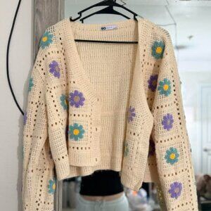 SO goods for life | Y2K knitted flower sweater cardigan| Large